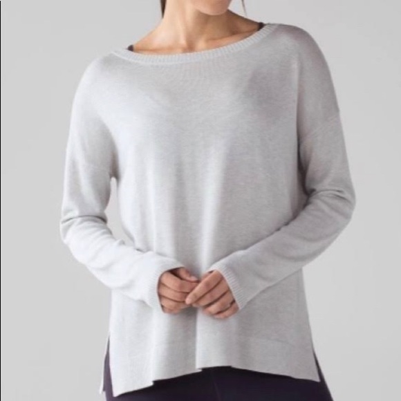 Sold: Lululemon “Well Being” grey mesh sweater top - Picture 1 of 7